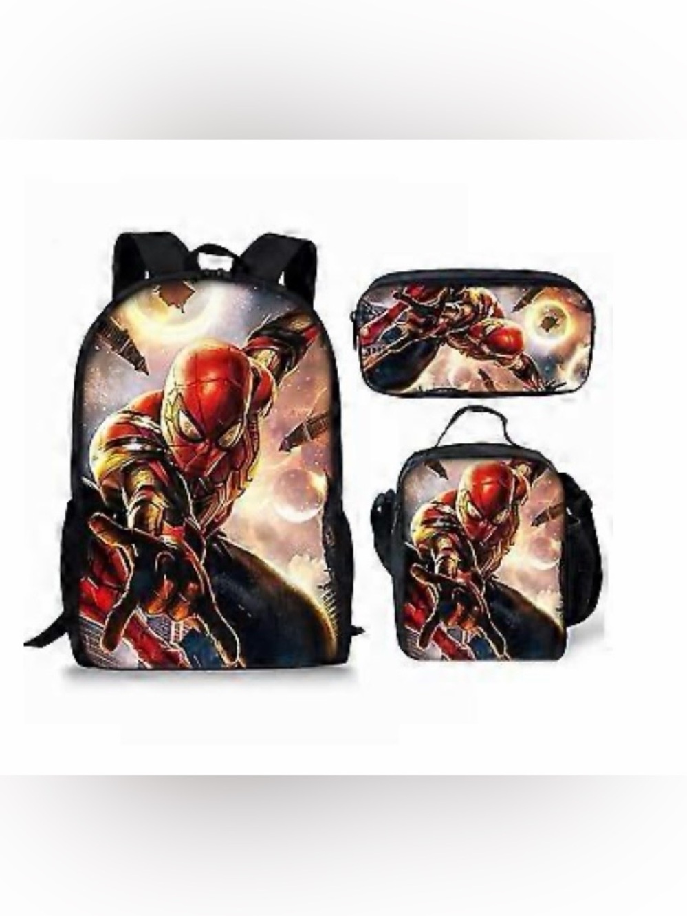 Spider-Man 2  Backpack 3pc set
Includes- Backpack, Lunch bag and pencil bag
New